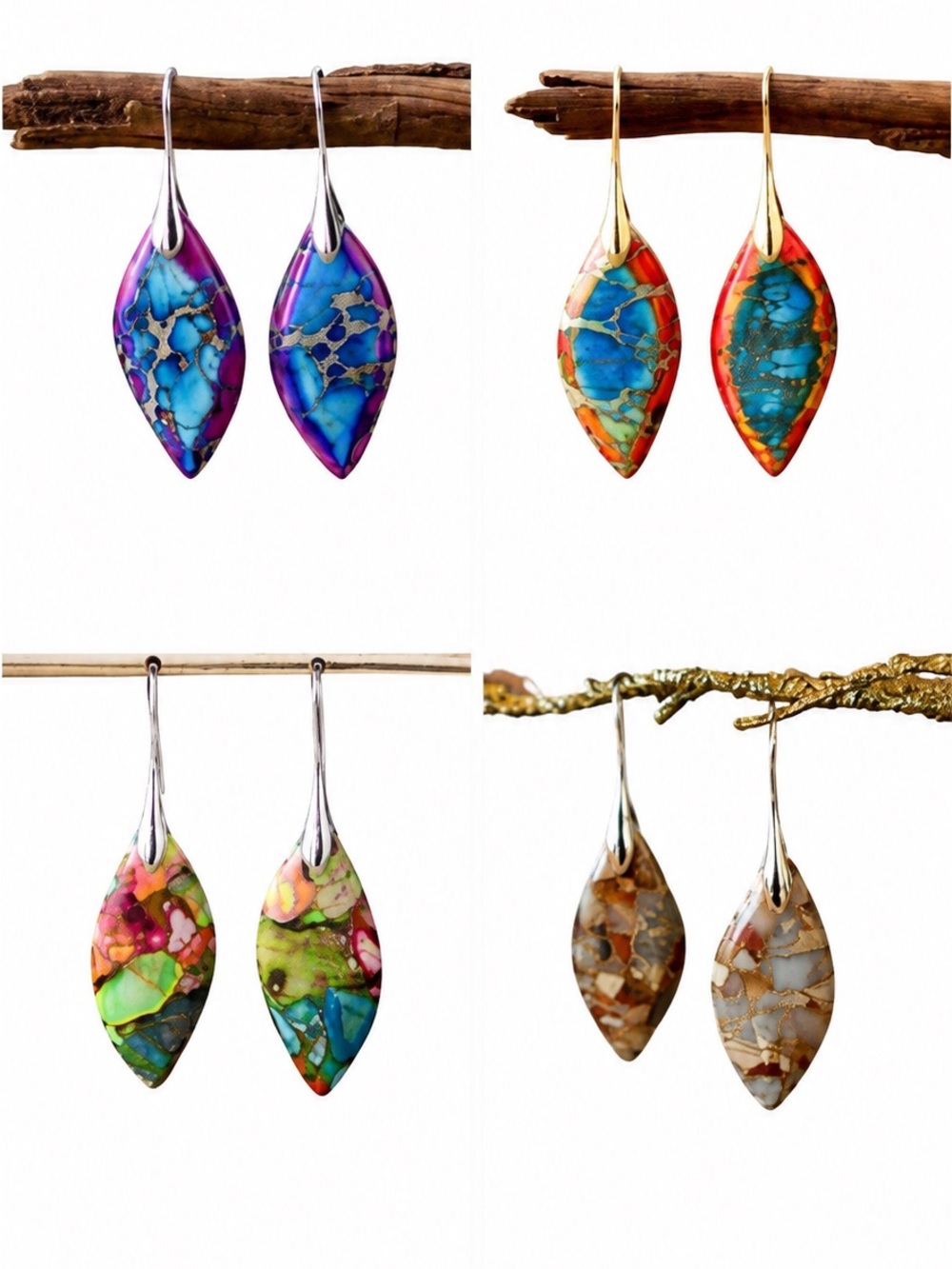 Handmade Polished Lightweight Stone Earrings